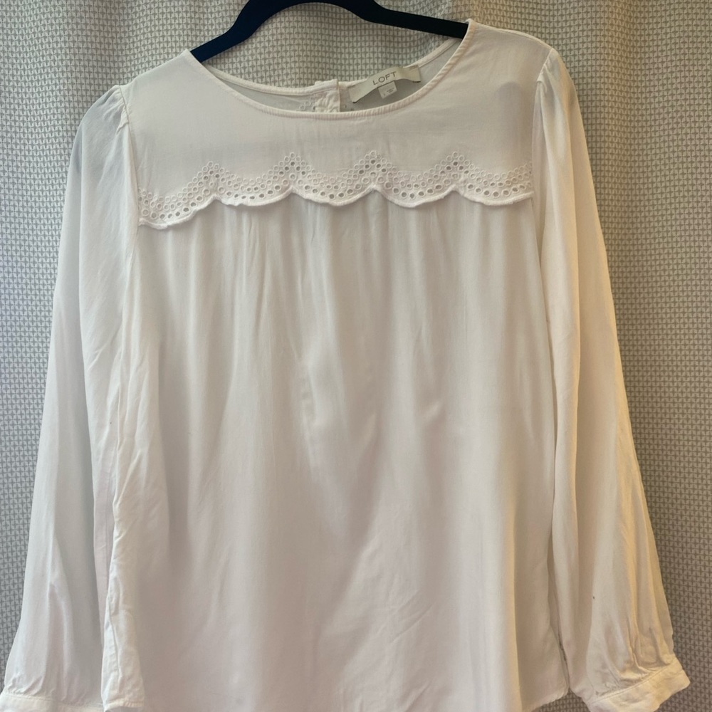 Loft white long sleeve blouse